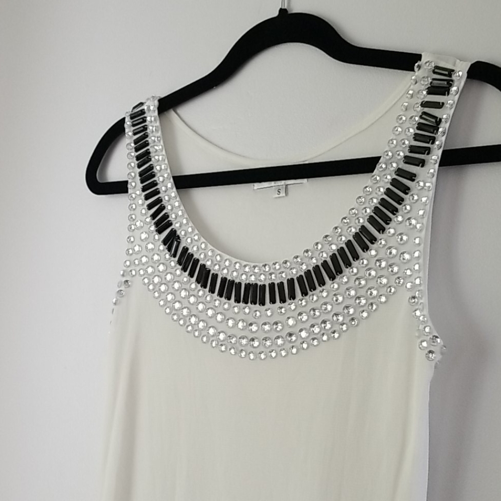Papillion off white rhinestone beaded dress Small